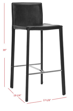 Safavieh JASON 30" Barstools - Modern Minimalist Design for Stylish Kitchens, Bars, and Hospitality Spaces Black FOX2002B-SET2