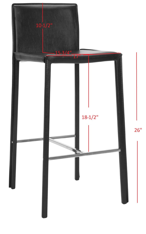 Safavieh JASON 30" Barstools - Modern Minimalist Design for Stylish Kitchens, Bars, and Hospitality Spaces Black FOX2002B-SET2