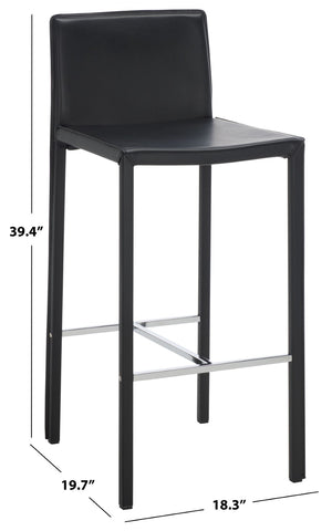 Safavieh JASON 30" Barstools - Modern Minimalist Design for Stylish Kitchens, Bars, and Hospitality Spaces Black FOX2002B-SET2