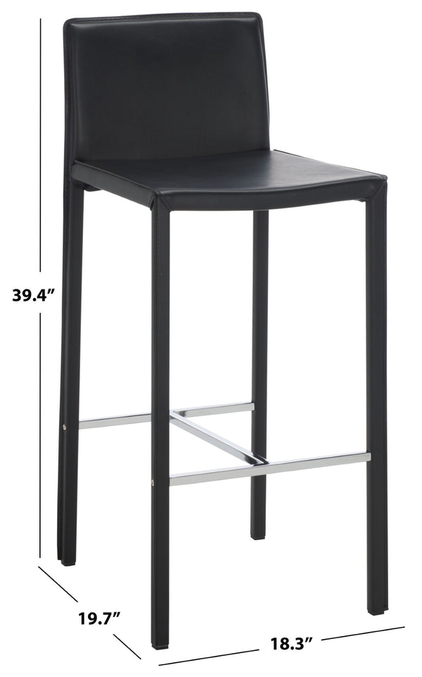Safavieh JASON 30" Barstools - Modern Minimalist Design for Stylish Kitchens, Bars, and Hospitality Spaces Black FOX2002B-SET2