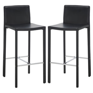 Safavieh JASON 30" Barstools - Modern Minimalist Design for Stylish Kitchens, Bars, and Hospitality Spaces Black FOX2002B-SET2