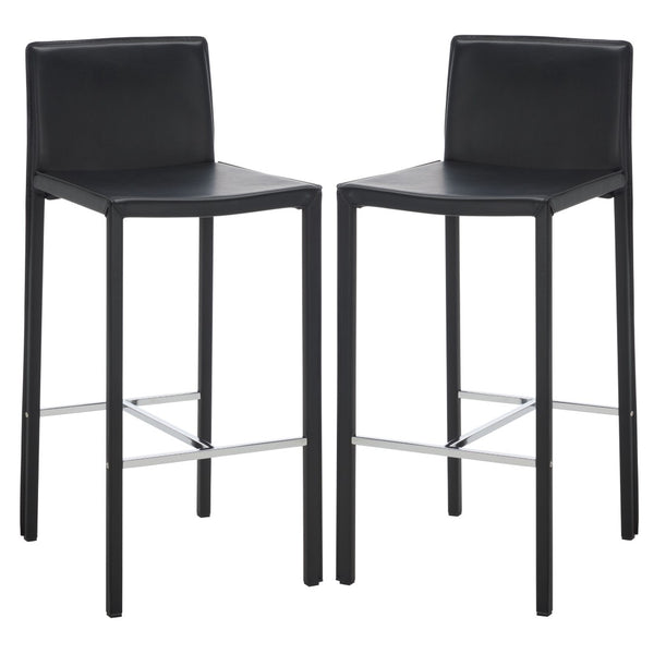 Safavieh JASON 30" Barstools - Modern Minimalist Design for Stylish Kitchens, Bars, and Hospitality Spaces Black FOX2002B-SET2