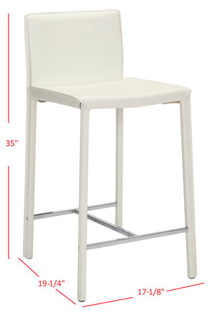 Safavieh JASON Contemporary 24" Counter Stools for Kitchen & Bar - Stylish Comfort with Minimalist Design White FOX2003A-SET2