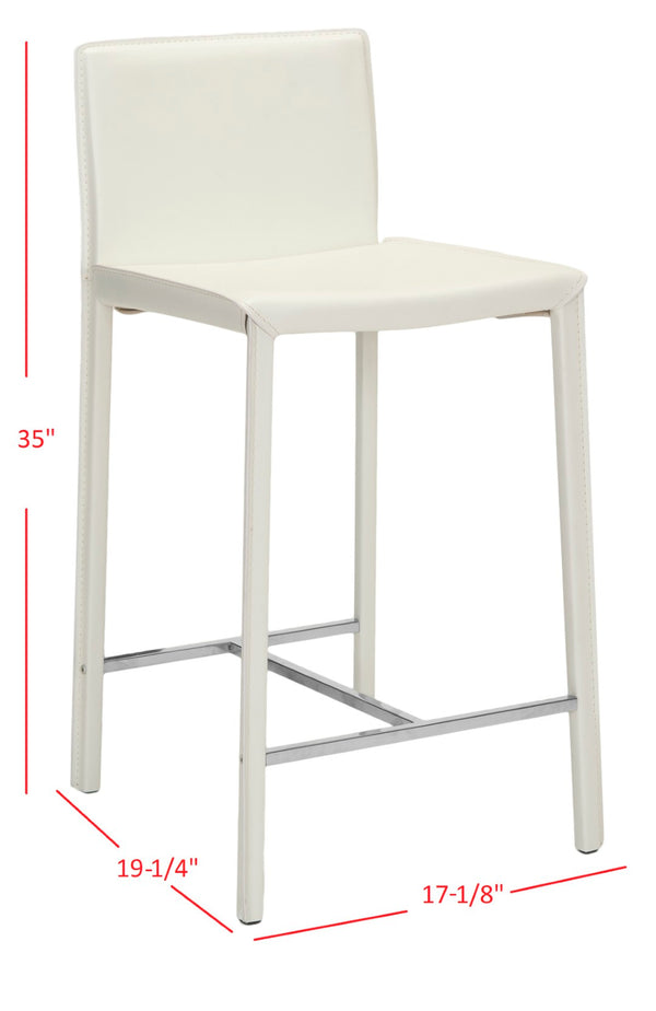 Safavieh JASON Contemporary 24" Counter Stools for Kitchen & Bar - Stylish Comfort with Minimalist Design White FOX2003A-SET2