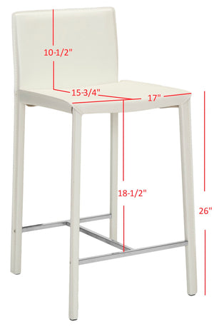 Safavieh JASON Contemporary 24" Counter Stools for Kitchen & Bar - Stylish Comfort with Minimalist Design White FOX2003A-SET2