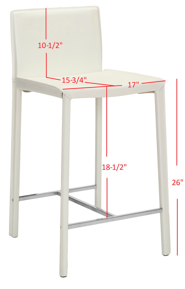 Safavieh JASON Contemporary 24" Counter Stools for Kitchen & Bar - Stylish Comfort with Minimalist Design White FOX2003A-SET2
