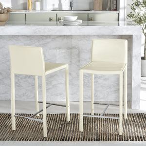Safavieh JASON Contemporary 24" Counter Stools for Kitchen & Bar - Stylish Comfort with Minimalist Design White FOX2003A-SET2