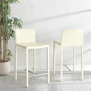 Safavieh JASON Contemporary 24" Counter Stools for Kitchen & Bar - Stylish Comfort with Minimalist Design White FOX2003A-SET2