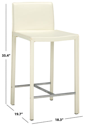 Safavieh JASON Contemporary 24" Counter Stools for Kitchen & Bar - Stylish Comfort with Minimalist Design White FOX2003A-SET2