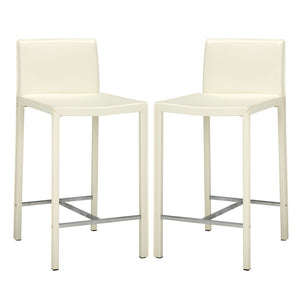 Safavieh JASON Contemporary 24" Counter Stools for Kitchen & Bar - Stylish Comfort with Minimalist Design White FOX2003A-SET2