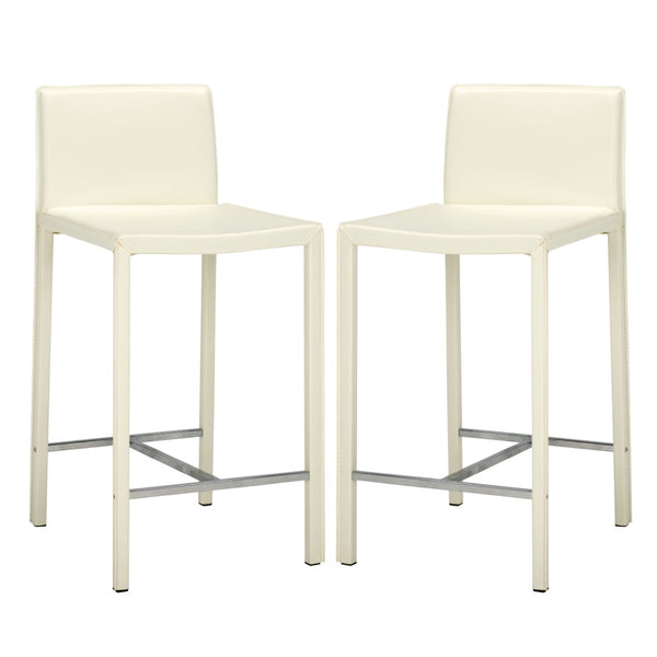 Safavieh JASON Contemporary 24" Counter Stools for Kitchen & Bar - Stylish Comfort with Minimalist Design White FOX2003A-SET2