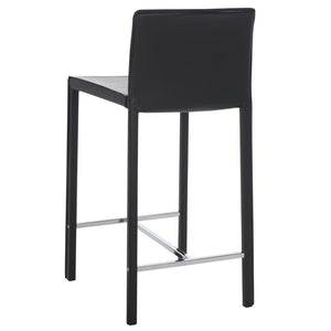 Safavieh JASON Contemporary 24" Counter Stools for Kitchen & Bar - Stylish Comfort with Minimalist Design Black FOX2003B-SET2