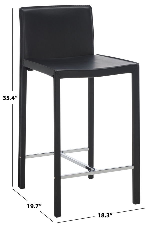 Safavieh JASON Contemporary 24" Counter Stools for Kitchen & Bar - Stylish Comfort with Minimalist Design Black FOX2003B-SET2