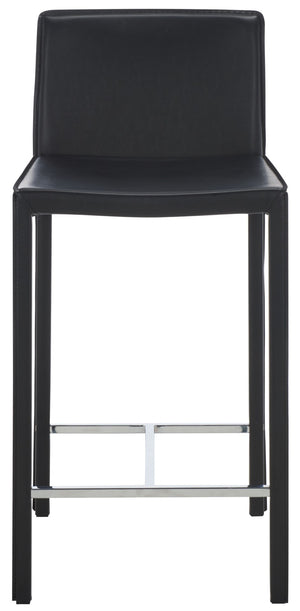 Safavieh JASON Contemporary 24" Counter Stools for Kitchen & Bar - Stylish Comfort with Minimalist Design Black FOX2003B-SET2