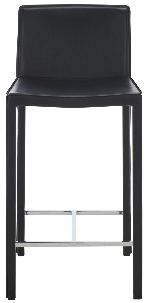 Safavieh JASON Contemporary 24" Counter Stools for Kitchen & Bar - Stylish Comfort with Minimalist Design Black FOX2003B-SET2