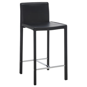 Safavieh JASON Contemporary 24" Counter Stools for Kitchen & Bar - Stylish Comfort with Minimalist Design Black FOX2003B-SET2