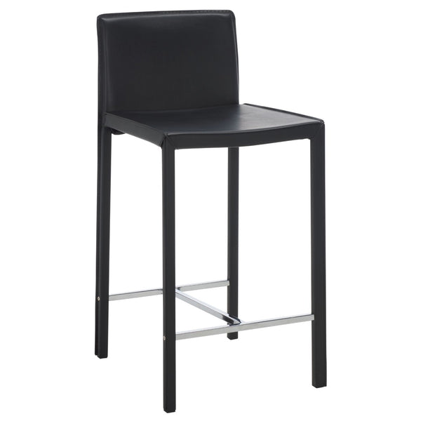 Safavieh JASON Contemporary 24" Counter Stools for Kitchen & Bar - Stylish Comfort with Minimalist Design Black FOX2003B-SET2