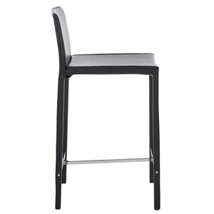 Safavieh JASON Contemporary 24" Counter Stools for Kitchen & Bar - Stylish Comfort with Minimalist Design Black FOX2003B-SET2
