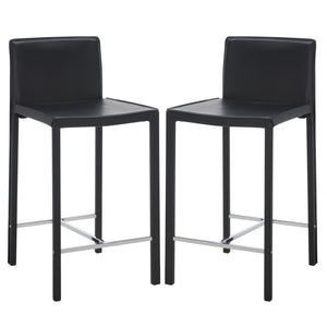 Safavieh JASON Contemporary 24" Counter Stools for Kitchen & Bar - Stylish Comfort with Minimalist Design Black FOX2003B-SET2