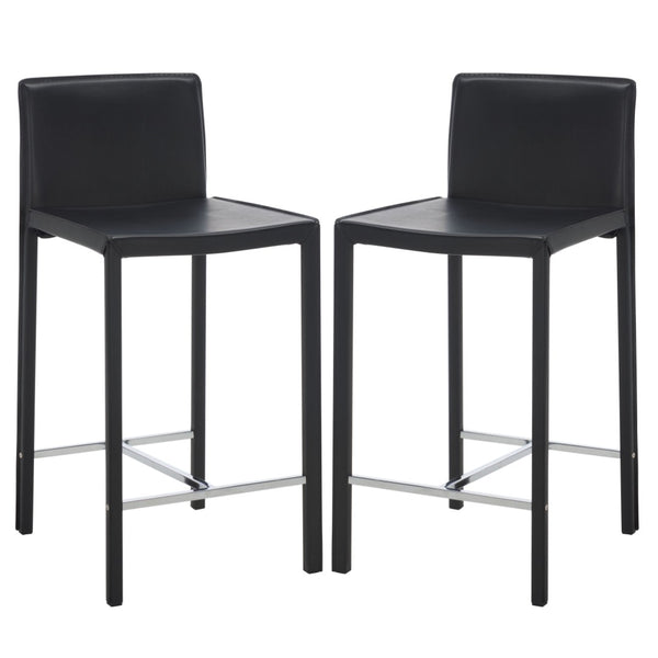 Safavieh JASON Contemporary 24" Counter Stools for Kitchen & Bar - Stylish Comfort with Minimalist Design Black FOX2003B-SET2