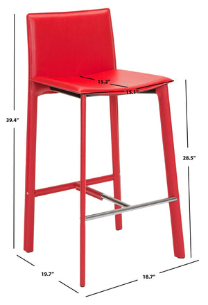 Safavieh JANET 30" Bar Stools - Vibrant Contemporary Seating for Kitchens, Bars, and Commercial Spaces Red FOX2004R-SET2