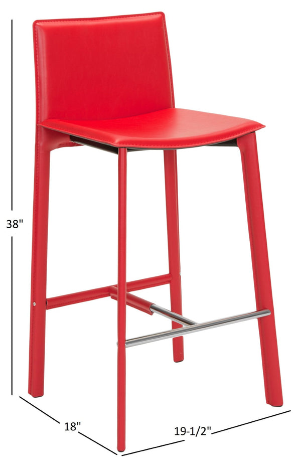 Safavieh JANET 30" Bar Stools - Vibrant Contemporary Seating for Kitchens, Bars, and Commercial Spaces Red FOX2004R-SET2