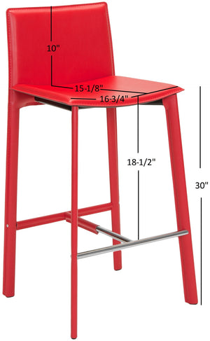 Safavieh JANET 30" Bar Stools - Vibrant Contemporary Seating for Kitchens, Bars, and Commercial Spaces Red FOX2004R-SET2
