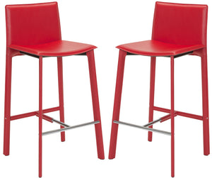 Safavieh JANET 30" Bar Stools - Vibrant Contemporary Seating for Kitchens, Bars, and Commercial Spaces Red FOX2004R-SET2