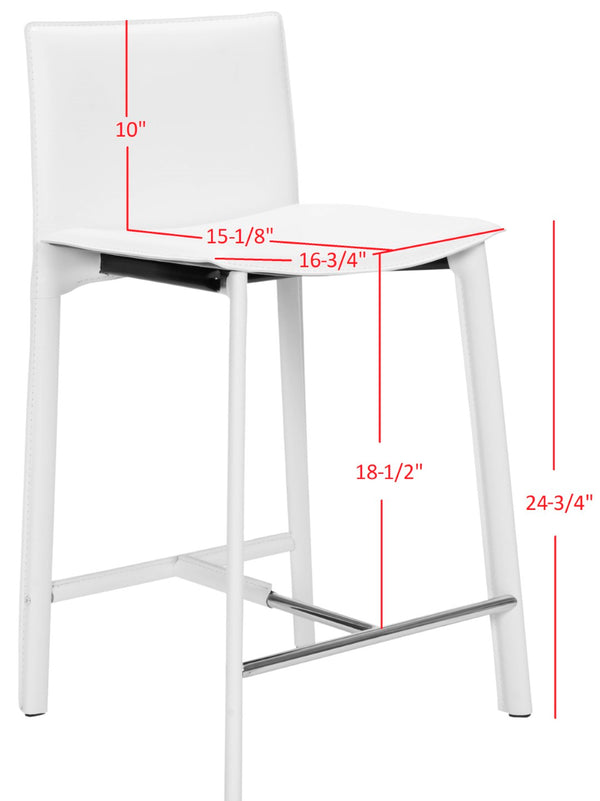 Safavieh JANET 24" Counter Stools - Sleek White Barstools for Modern Kitchens and Casual Dining Spaces FOX2005A-SET2