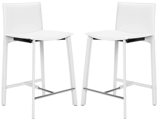 Safavieh JANET 24" Counter Stools - Sleek White Barstools for Modern Kitchens and Casual Dining Spaces FOX2005A-SET2