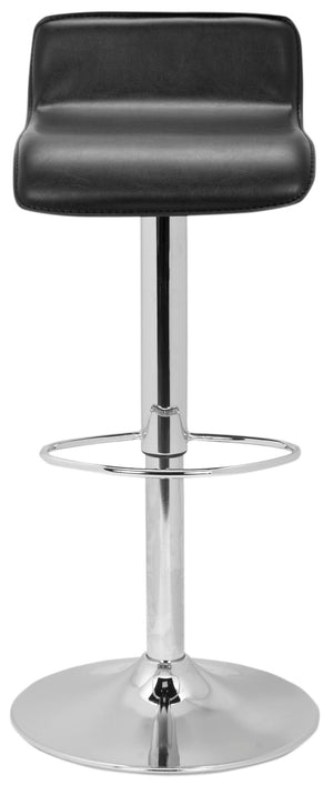 Safavieh Aubrey Gas Lift Barstool - Elegant Adjustable Seating In Black Leather, Modern Chrome Base For Comfort FOX2007B