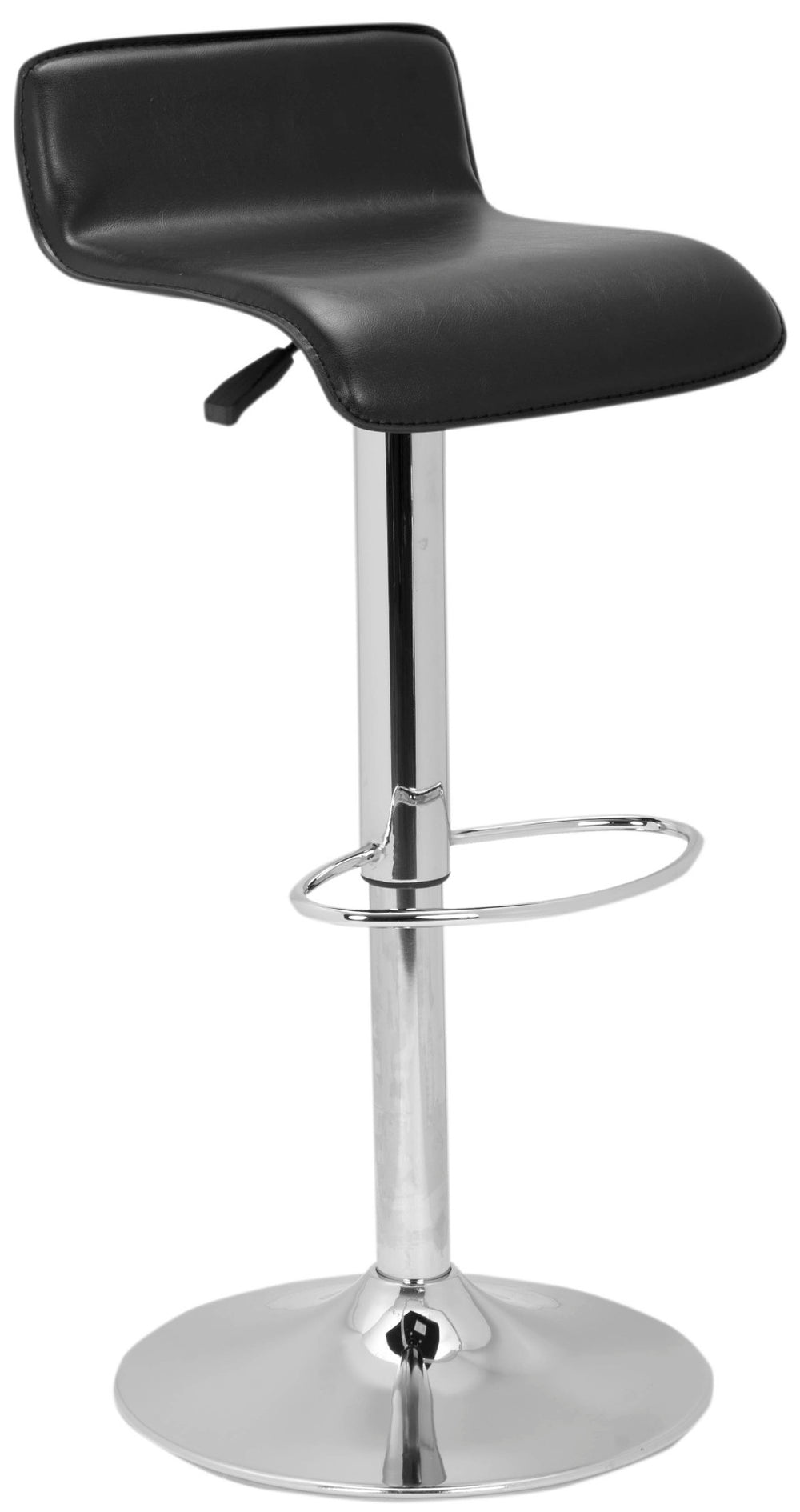 Safavieh Aubrey Gas Lift Barstool - Elegant Adjustable Seating In Black Leather, Modern Chrome Base For Comfort FOX2007B