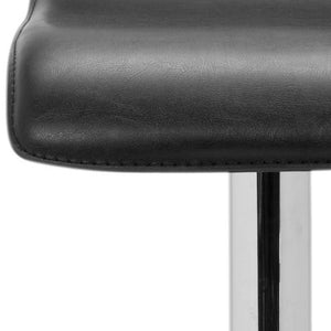 Safavieh Aubrey Gas Lift Barstool - Elegant Adjustable Seating In Black Leather, Modern Chrome Base For Comfort FOX2007B