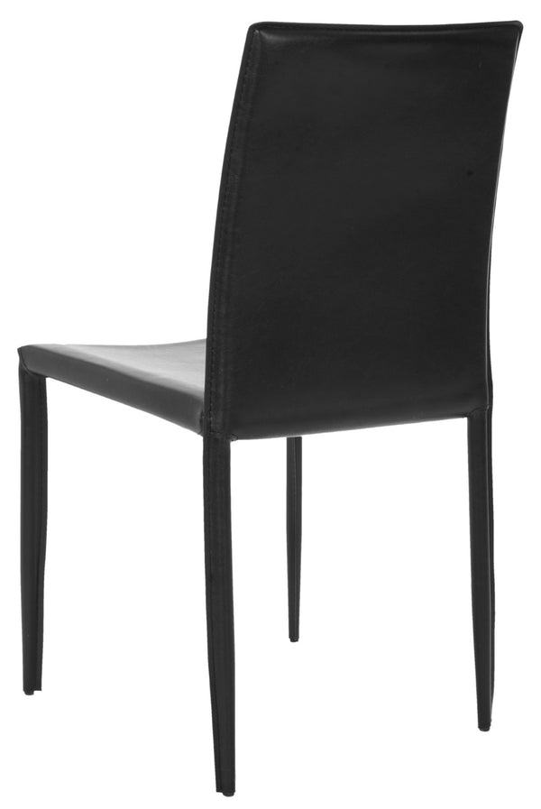 Safavieh KARNA KD Side Chairs - Contemporary Glossy Design for Modern Dining and Office Spaces, Easy Clean Black FOX2009B-SET2