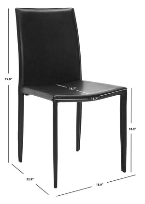 Safavieh KARNA KD Side Chairs - Contemporary Glossy Design for Modern Dining and Office Spaces, Easy Clean Black FOX2009B-SET2