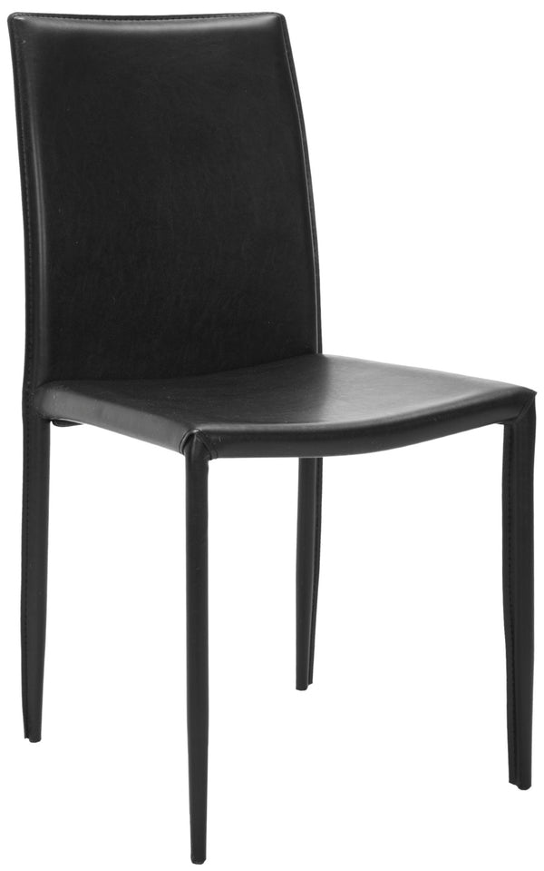 Safavieh KARNA KD Side Chairs - Contemporary Glossy Design for Modern Dining and Office Spaces, Easy Clean Black FOX2009B-SET2