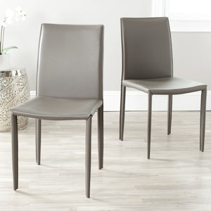 Safavieh KARNA KD Side Chairs - Stylish, Durable Metal Framed Seating with Soft Upholstery for Modern Spaces Grey FOX2009D-SET2