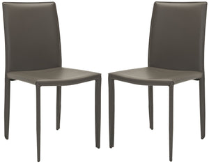Safavieh KARNA KD Side Chairs - Stylish, Durable Metal Framed Seating with Soft Upholstery for Modern Spaces Grey FOX2009D-SET2