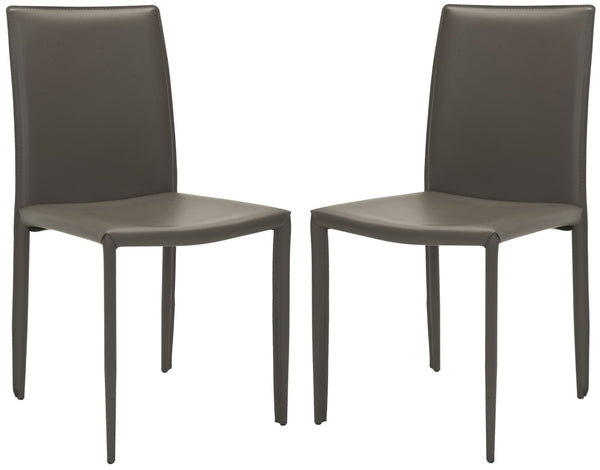Safavieh KARNA KD Side Chairs - Stylish, Durable Metal Framed Seating with Soft Upholstery for Modern Spaces Grey FOX2009D-SET2