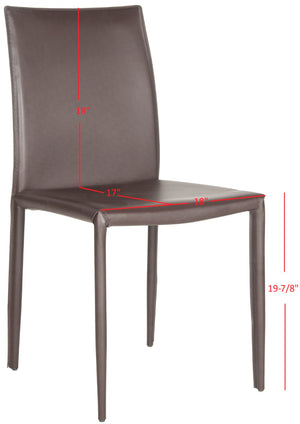 Safavieh KARNA KD Side Chairs - Stylish, Durable Metal Framed Seating with Soft Upholstery for Modern Spaces Brown FOX2009H-SET2