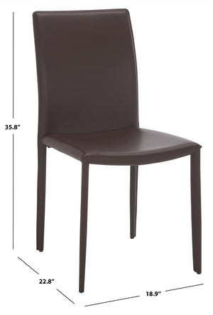 Safavieh KARNA KD Side Chairs - Stylish, Durable Metal Framed Seating with Soft Upholstery for Modern Spaces Brown FOX2009H-SET2