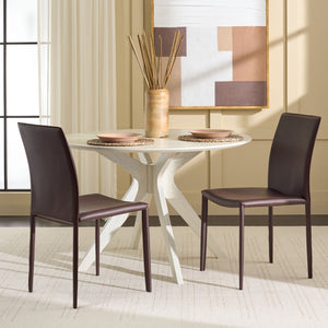 Safavieh KARNA KD Side Chairs - Stylish, Durable Metal Framed Seating with Soft Upholstery for Modern Spaces Brown FOX2009H-SET2