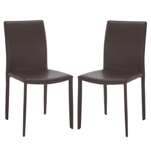 Safavieh KARNA KD Side Chairs - Stylish, Durable Metal Framed Seating with Soft Upholstery for Modern Spaces Brown FOX2009H-SET2