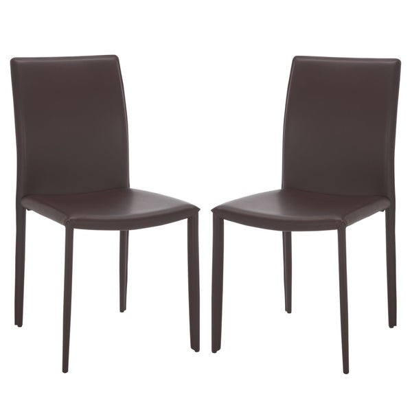 Safavieh KARNA KD Side Chairs - Stylish, Durable Metal Framed Seating with Soft Upholstery for Modern Spaces Brown FOX2009H-SET2