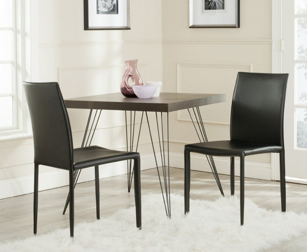 Safavieh KARNA KD Side Chairs - Stylish, Durable Metal Framed Seating with Soft Upholstery for Modern Spaces Black FOX2009K-SET2