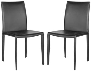 Safavieh KARNA KD Side Chairs - Stylish, Durable Metal Framed Seating with Soft Upholstery for Modern Spaces Black FOX2009K-SET2