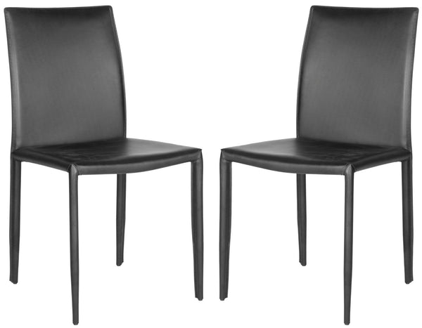 Safavieh KARNA KD Side Chairs - Stylish, Durable Metal Framed Seating with Soft Upholstery for Modern Spaces Black FOX2009K-SET2