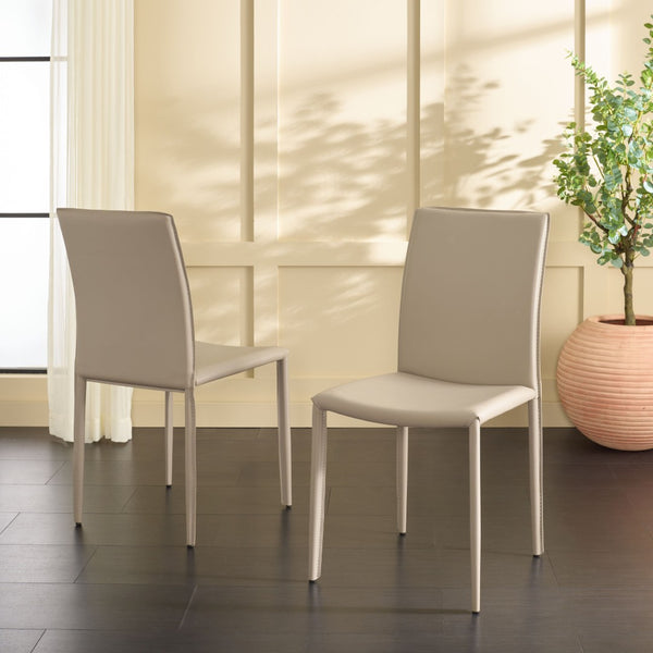 Safavieh KARNA KD Side Chairs - Stylish, Durable Metal Framed Seating with Soft Upholstery for Modern Spaces Light Grey FOX2009M-SET2