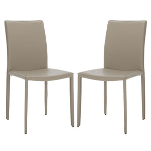 Safavieh KARNA KD Side Chairs - Stylish, Durable Metal Framed Seating with Soft Upholstery for Modern Spaces Light Grey FOX2009M-SET2