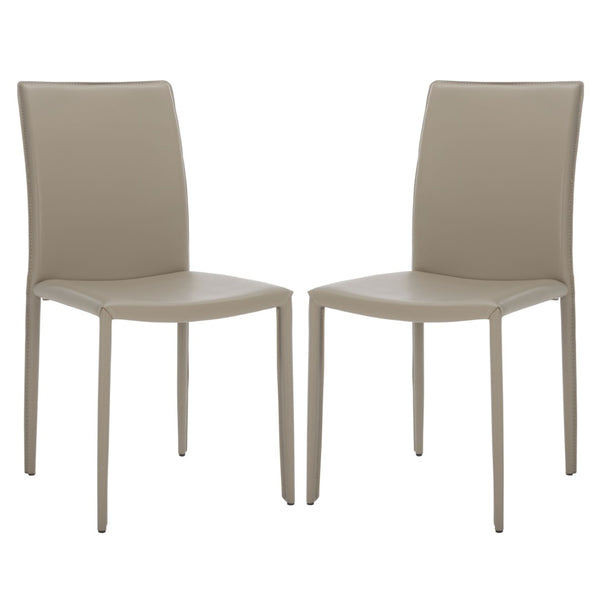 Safavieh KARNA KD Side Chairs - Stylish, Durable Metal Framed Seating with Soft Upholstery for Modern Spaces Light Grey FOX2009M-SET2